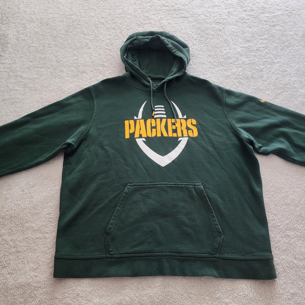 Nike Green Bay Packers NFL Pullover Hoodie, Men's XXL, Pre-owned - Dark Green